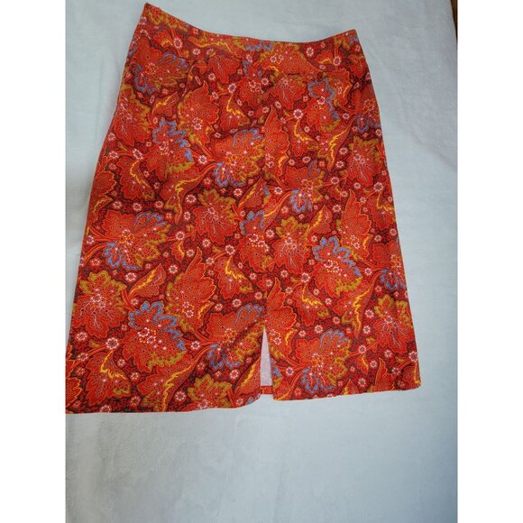 Pendleton Womens Red Paisley Print Pencil Skirt Size 6 Cotton Blend Stretch - Picture 2 of 8